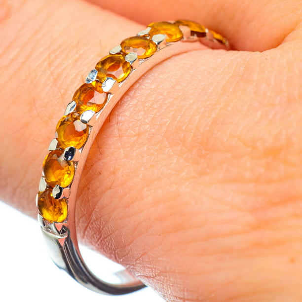 925 Sterling Silver Orange Citrine  Women/'s Ring Size 8 Handmade Jewelry